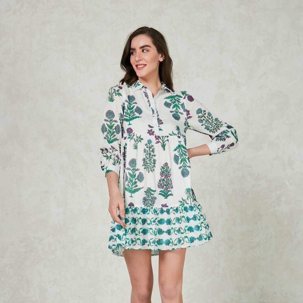 Ro’s Garden Romy Short 3/4 Sleeve Dress in Olympia Violet XS